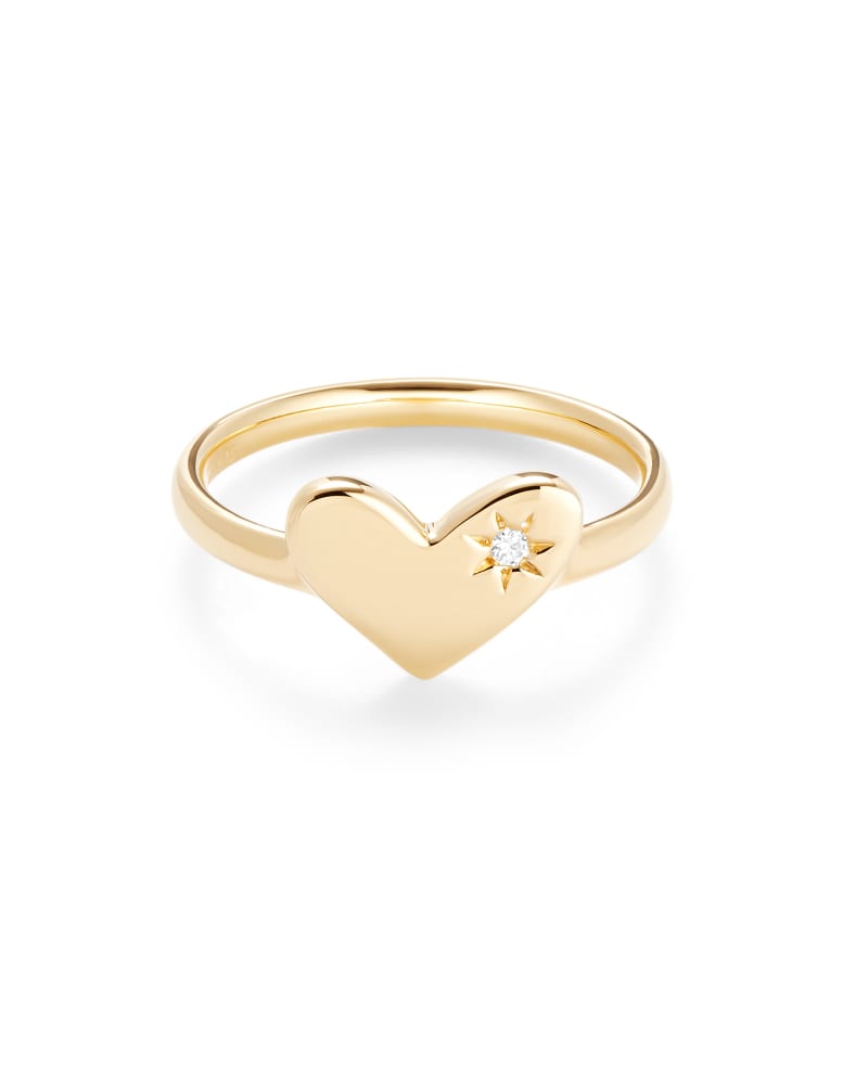 Ari Heart 18K Yellow Gold Vermeil Band Ring in White Sapphire image number 0